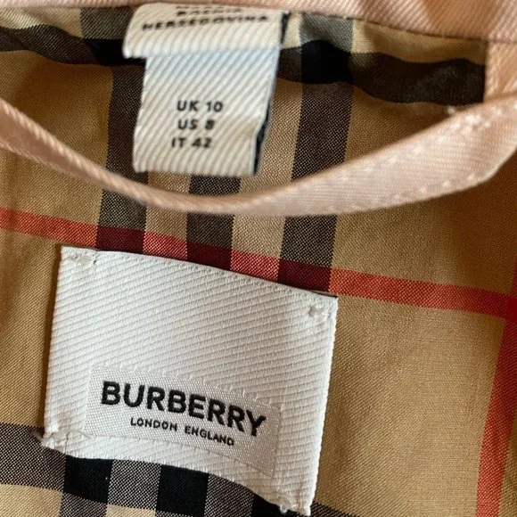 Burberry Women’s Hooded Pink Trench Lined Coat Belted Cotton US 8 Quiet Luxury - Picture 6 of 16